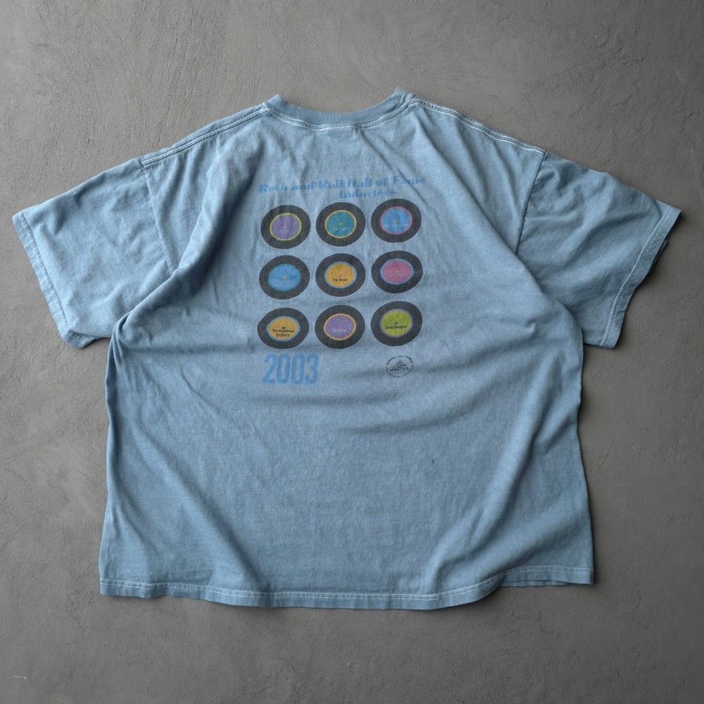 Vintage 2000s Rock and Roll Hall of Fame Inductees XXL Blue Dyed T-shirt Gildan